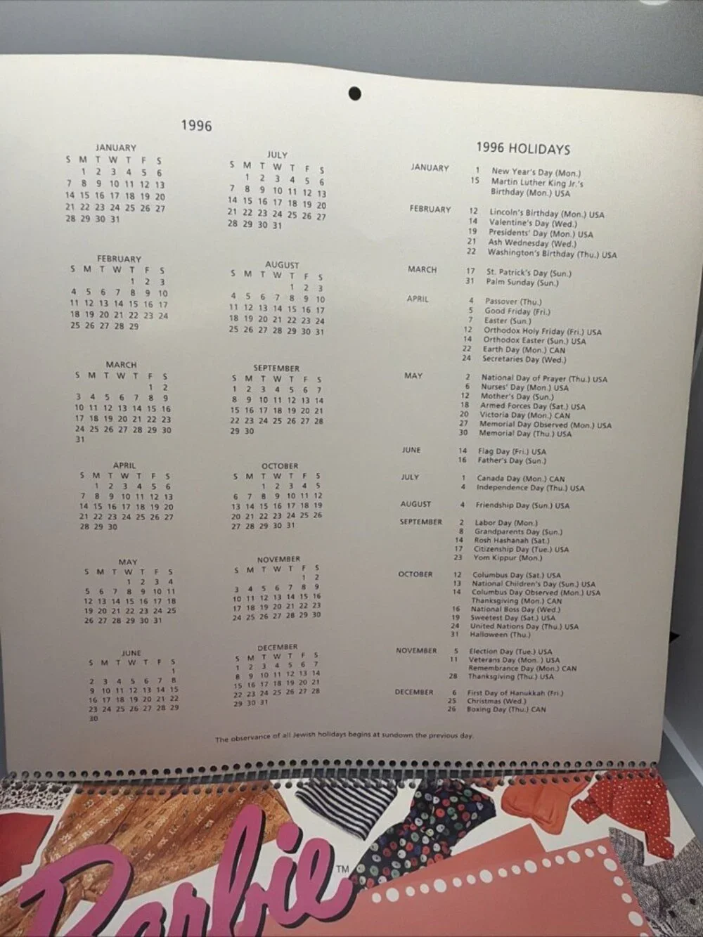 Barbie two history calendar